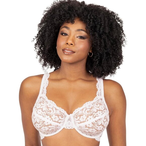 Luxurious 38C Women's Unlined Underwire Bra in White - Signature Lace Design - Picture 1 of 6